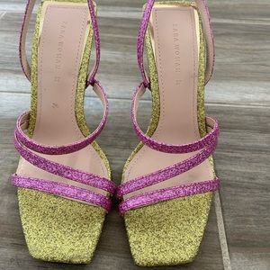 Zara sparkly square toe heels